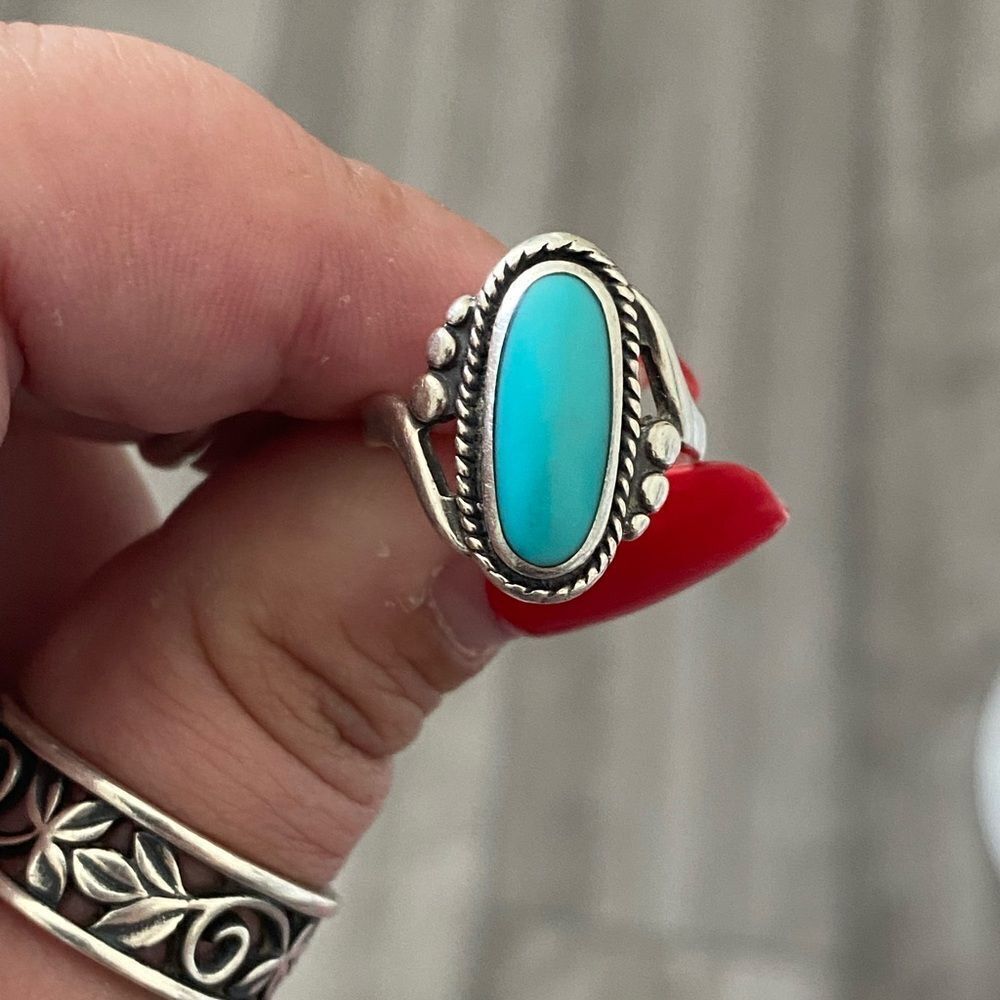 Navajo Petite Sterling Silver & Turquoise Ring